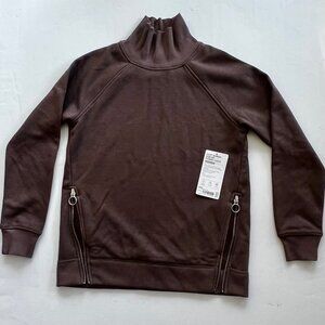 Athleta Cozy Karma Side Zip Funnel Neck Color Coffee Size XXS